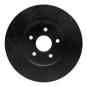 Jeep Commander Brake Rotor (1) - Front Right - R1 Concepts - Drilled & Slotted - Black - `05-`10